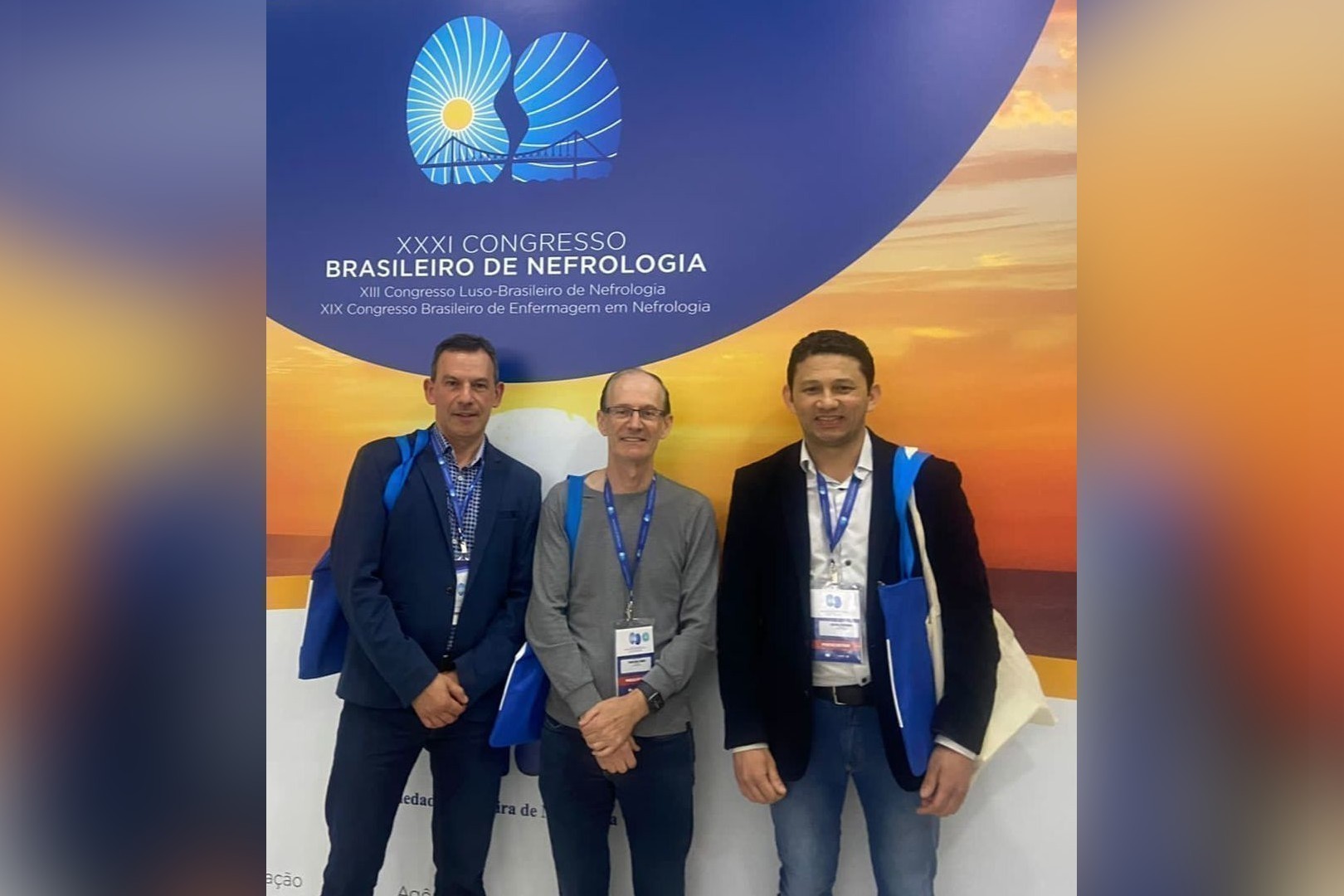 Professores Jean Zanardo, Paulo DallAgnol e Lzaro Jacobina no Congresso de Nefrologia 